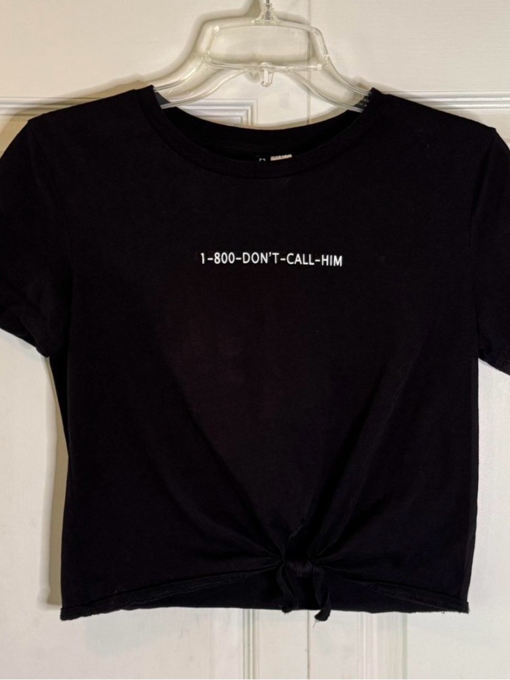 Divided Black Graphic Tie-Front Tee